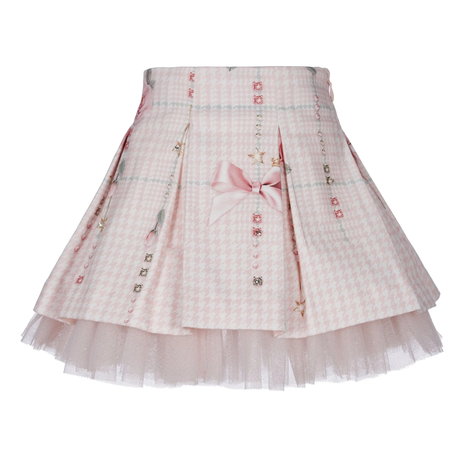 LAPIN HOUSE - Dog Tooth Skirt Set - Pink