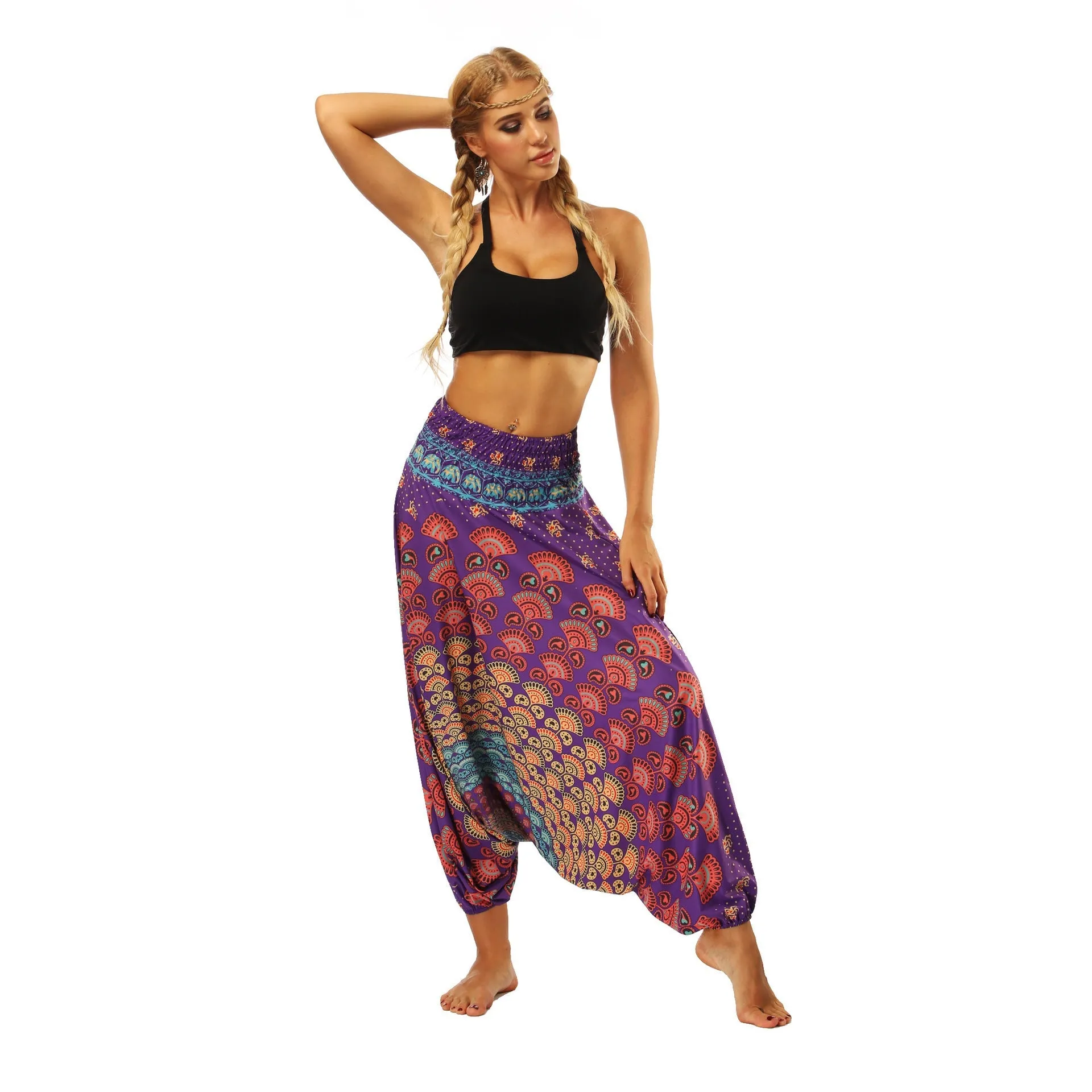 Leisure Digital Printing Loose Fitness Yoga Wide-leg Dance Bloomers