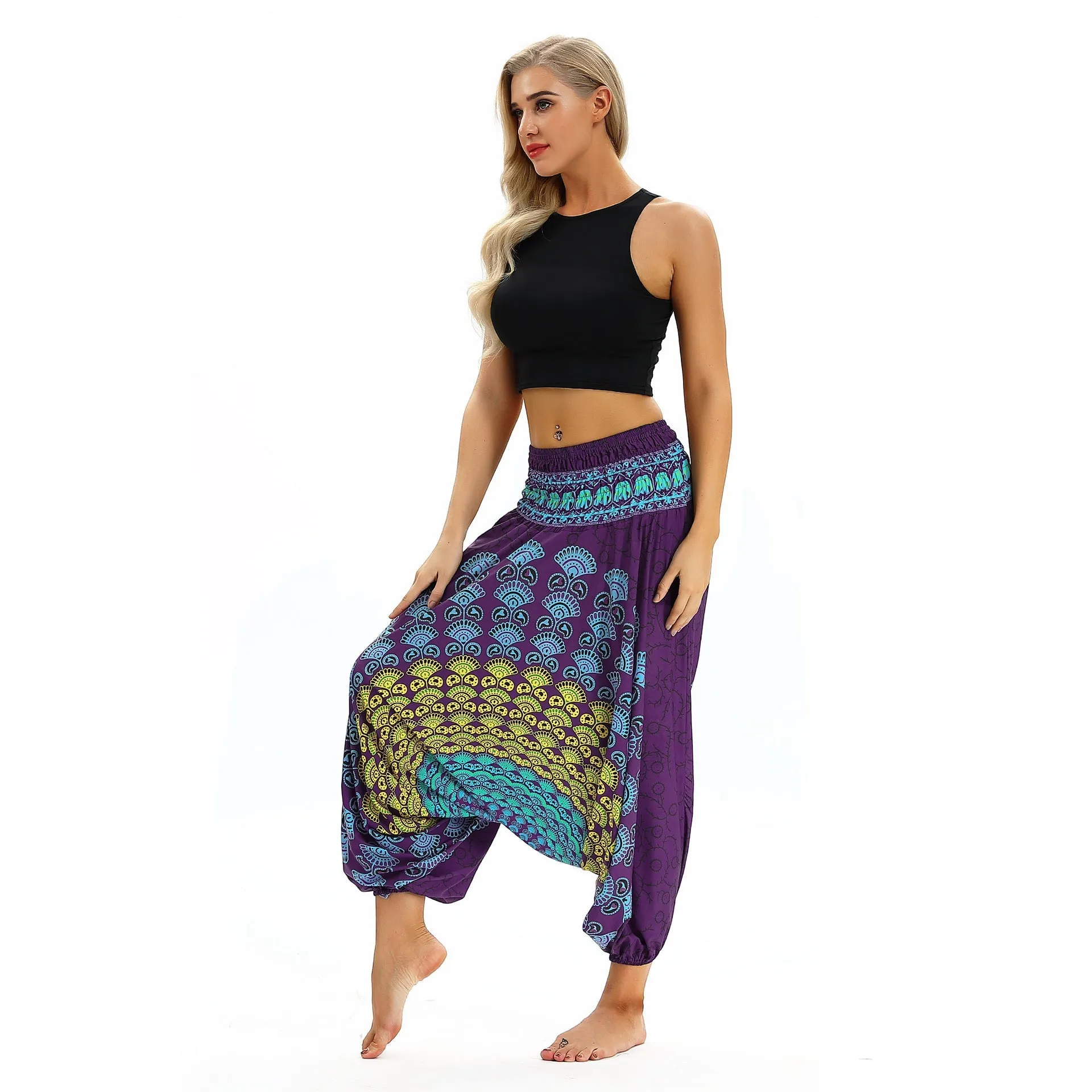 Leisure Digital Printing Loose Fitness Yoga Wide-leg Dance Bloomers