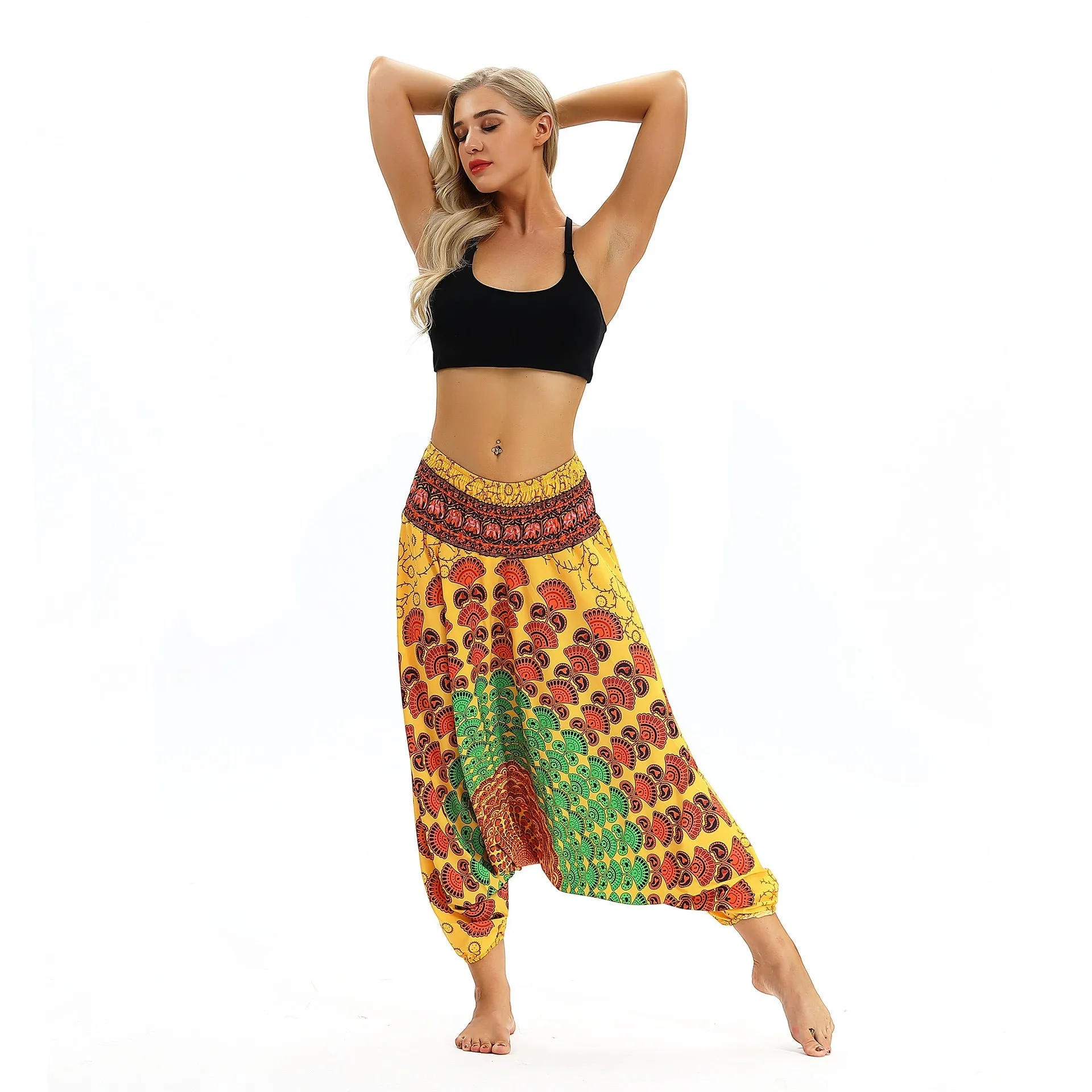 Leisure Digital Printing Loose Fitness Yoga Wide-leg Dance Bloomers