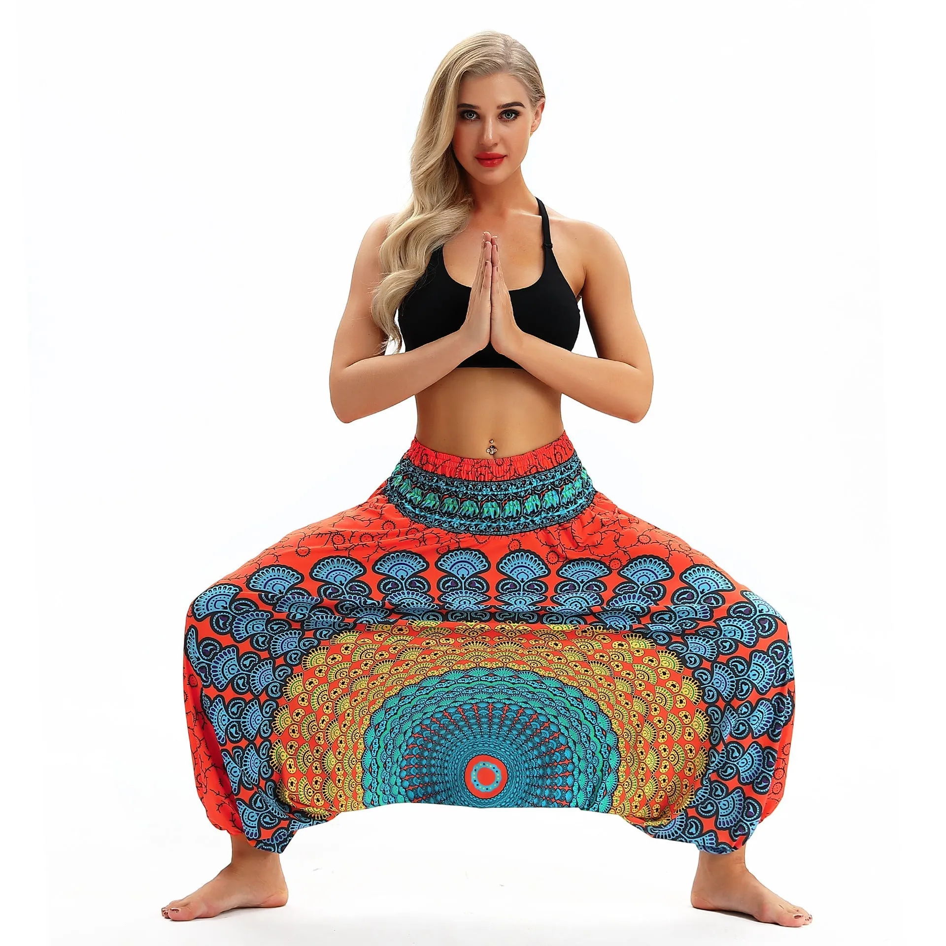 Leisure Digital Printing Loose Fitness Yoga Wide-leg Dance Bloomers