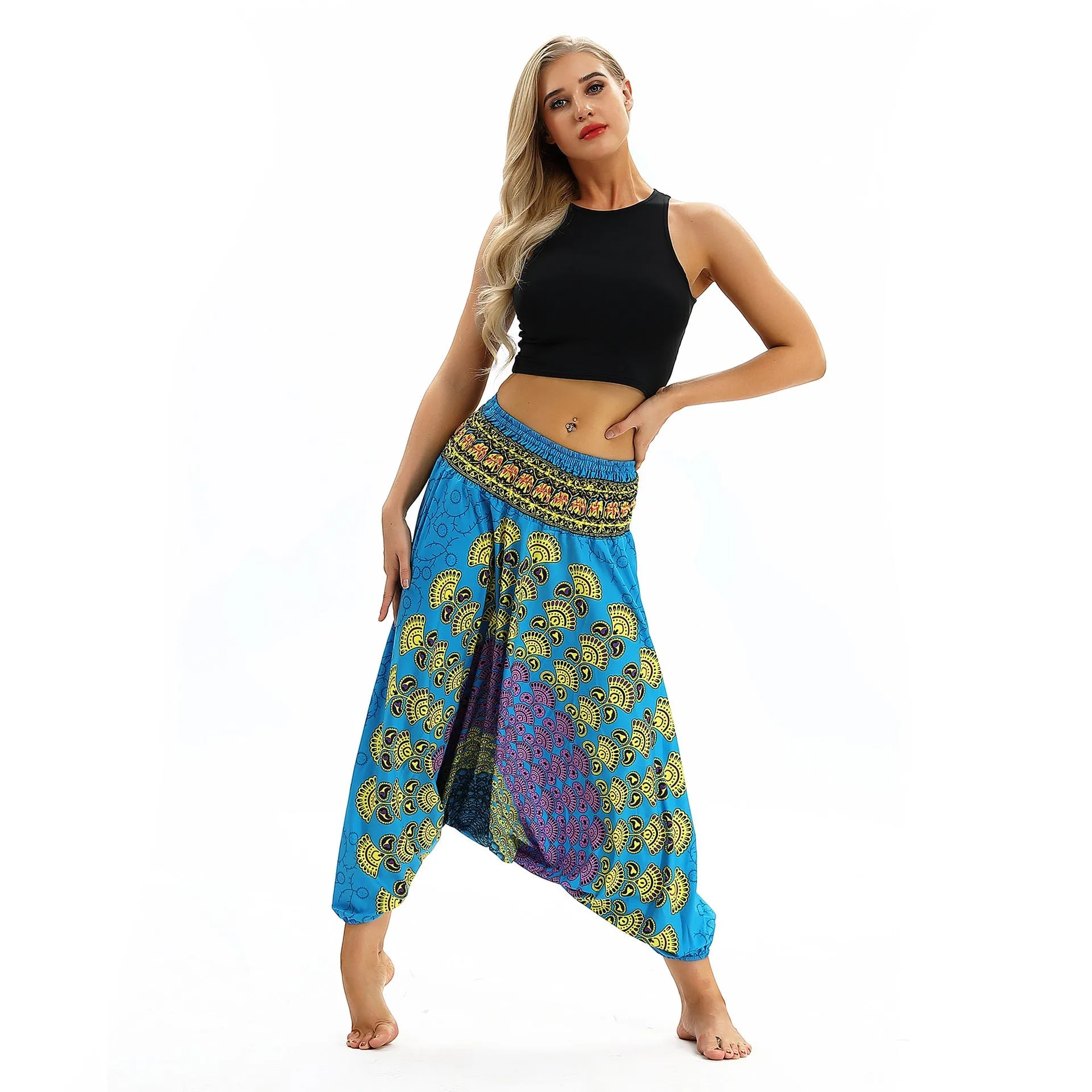 Leisure Digital Printing Loose Fitness Yoga Wide-leg Dance Bloomers