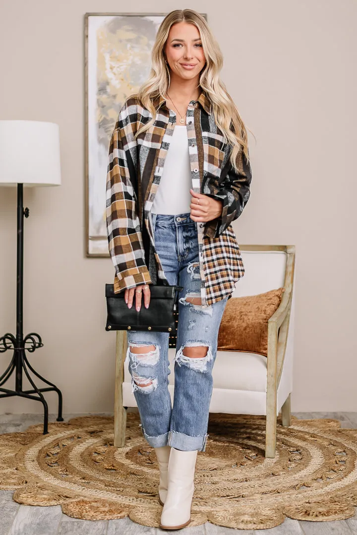 Lena Plaid Flannel Top | {Black Mix}