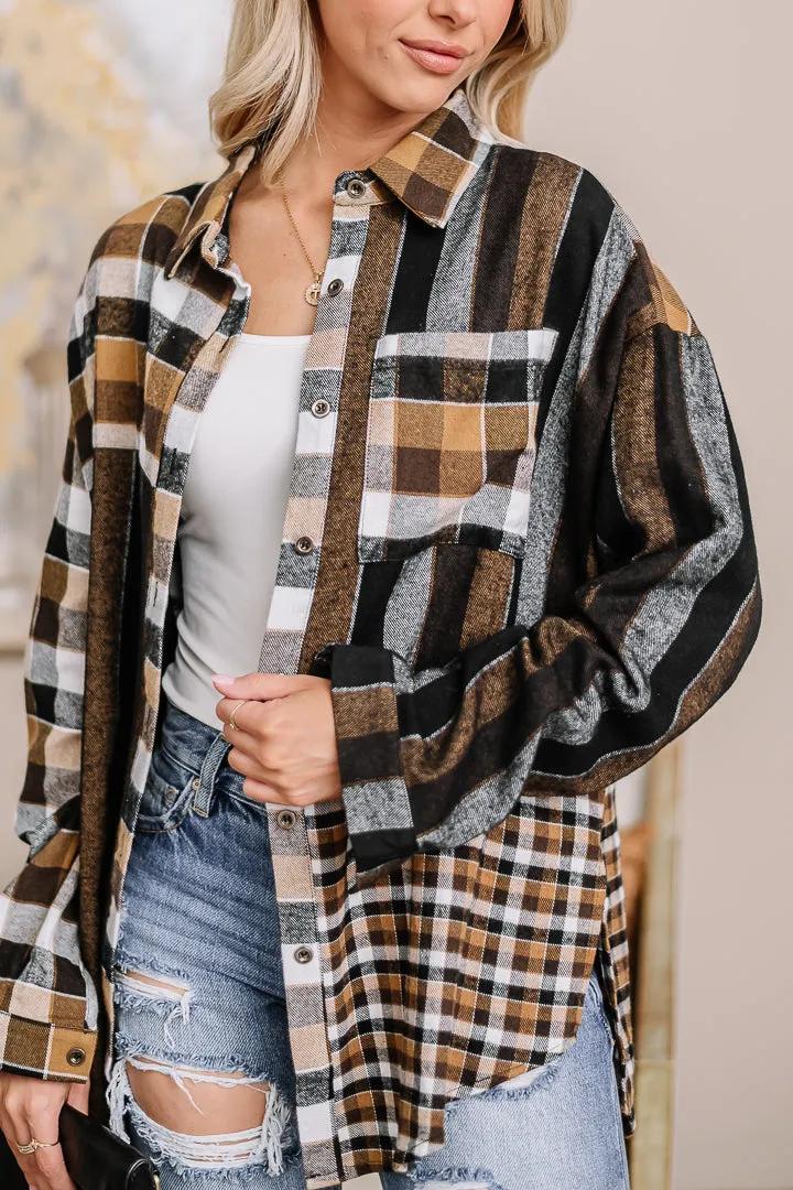 Lena Plaid Flannel Top | {Black Mix}