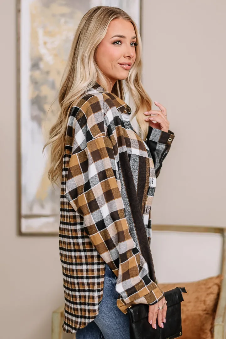 Lena Plaid Flannel Top | {Black Mix}