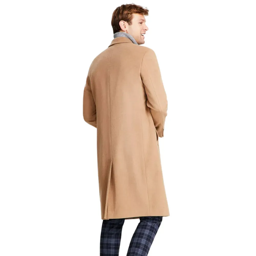 Mens Classic Fit Camel Wool Blend Coat