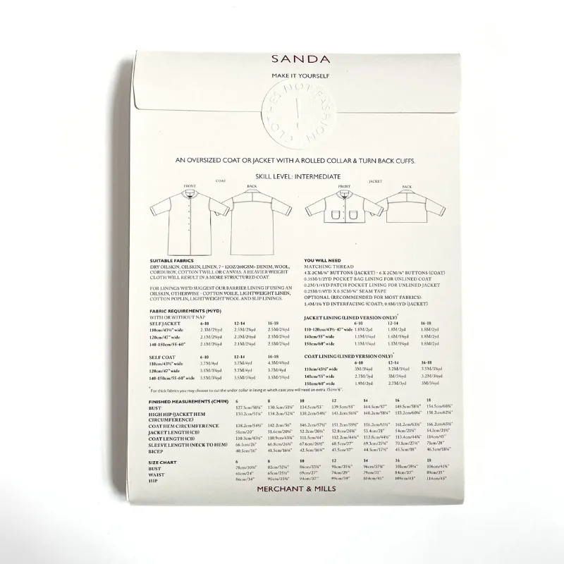 Merchant & Mills Pattern : Sanda