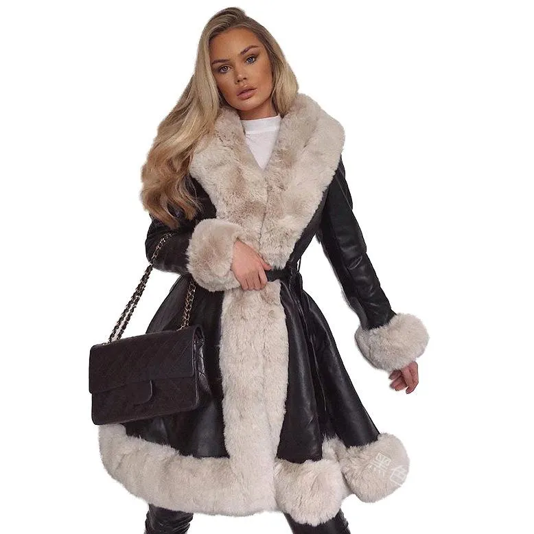 New Leather Stitching Fur Coat