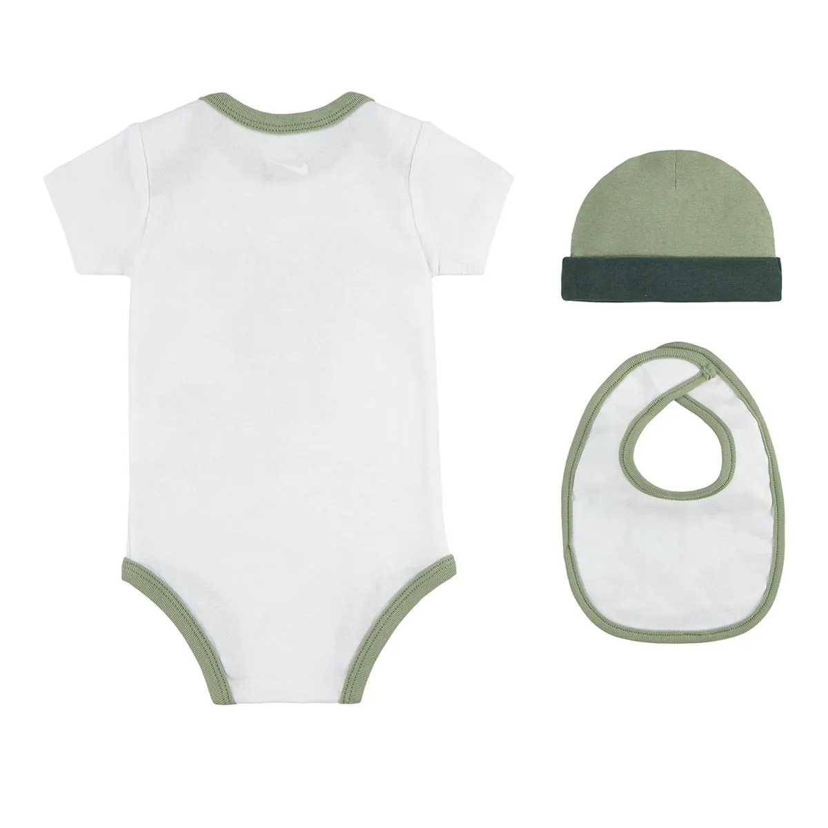 NIKE INFANT'S 3PC EXPRESS YOURSELF SET WHITE/GREEN BODYSUIT