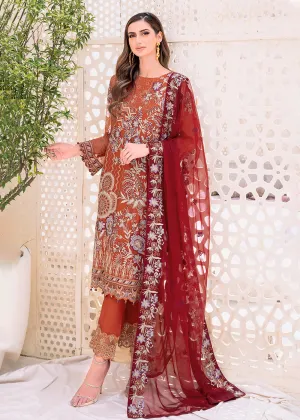 Orange Embroidered Suit - Ramsha Chiffon Vol 23 - #F-2303