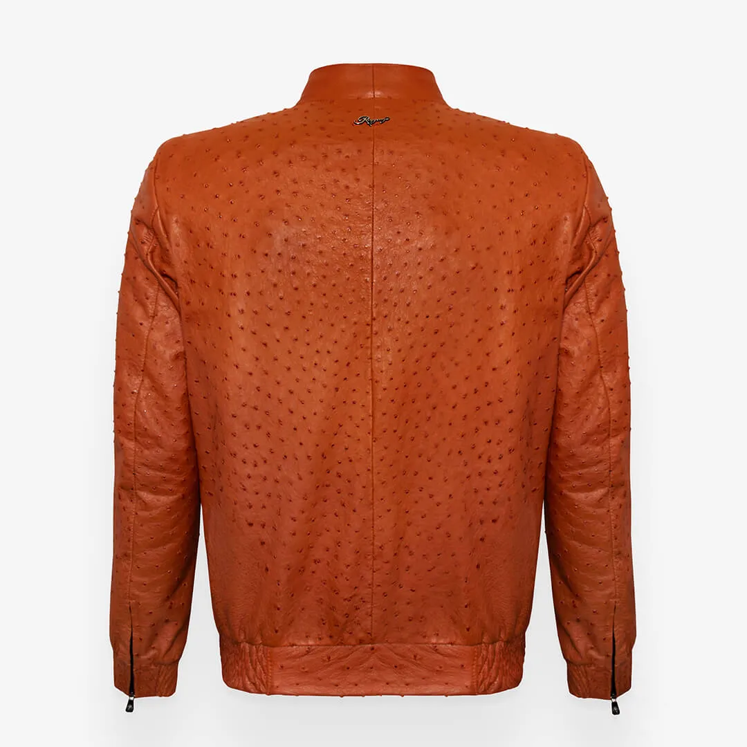 Ostrich Leather Zip Up Jacket