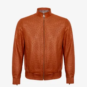 Ostrich Leather Zip Up Jacket