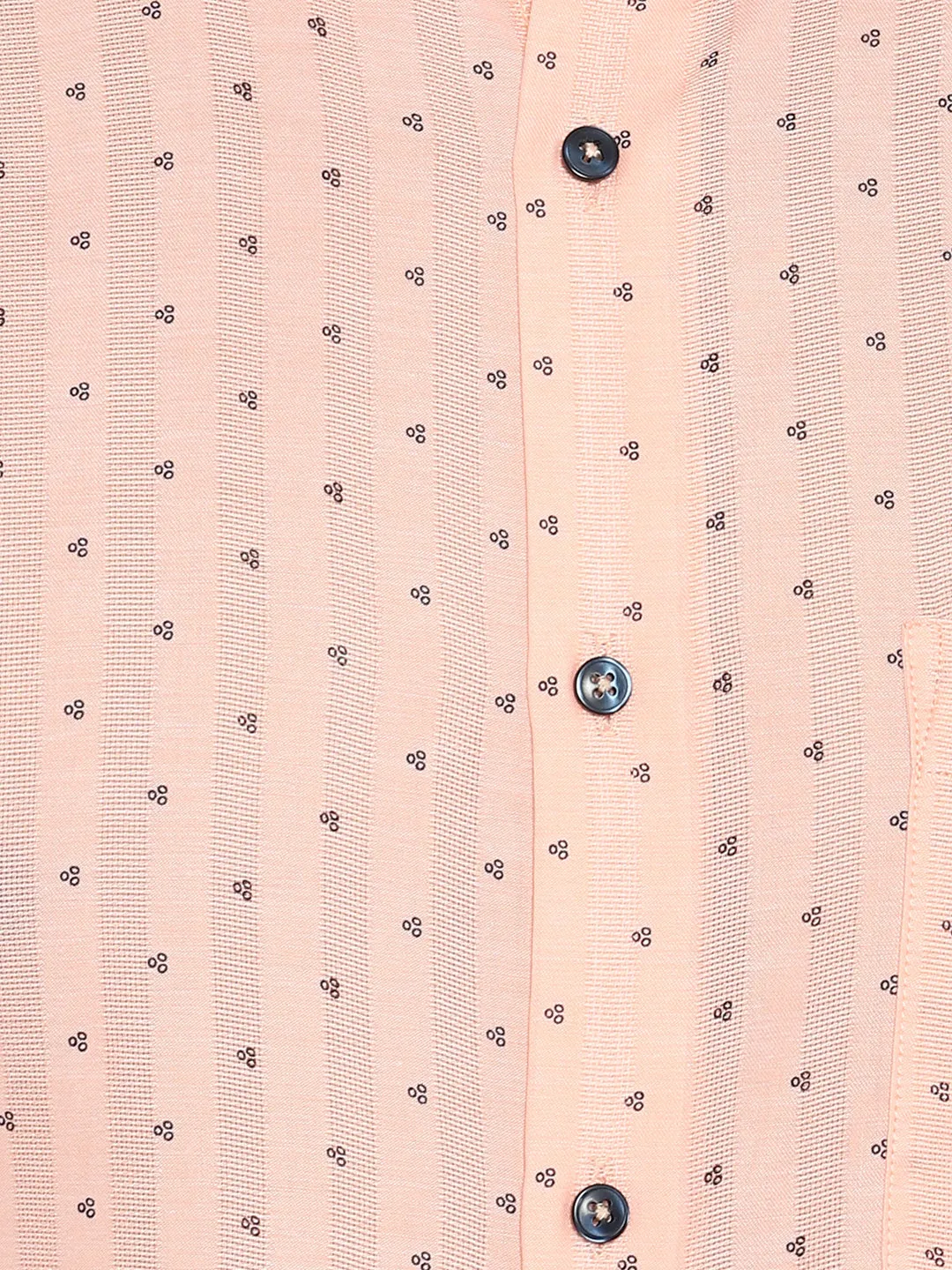 Peach Cotton Printed Slim Fit Shirts