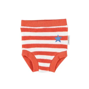 PIUPIUCHICK RED AND ECRU STRIPE BLOOMERS