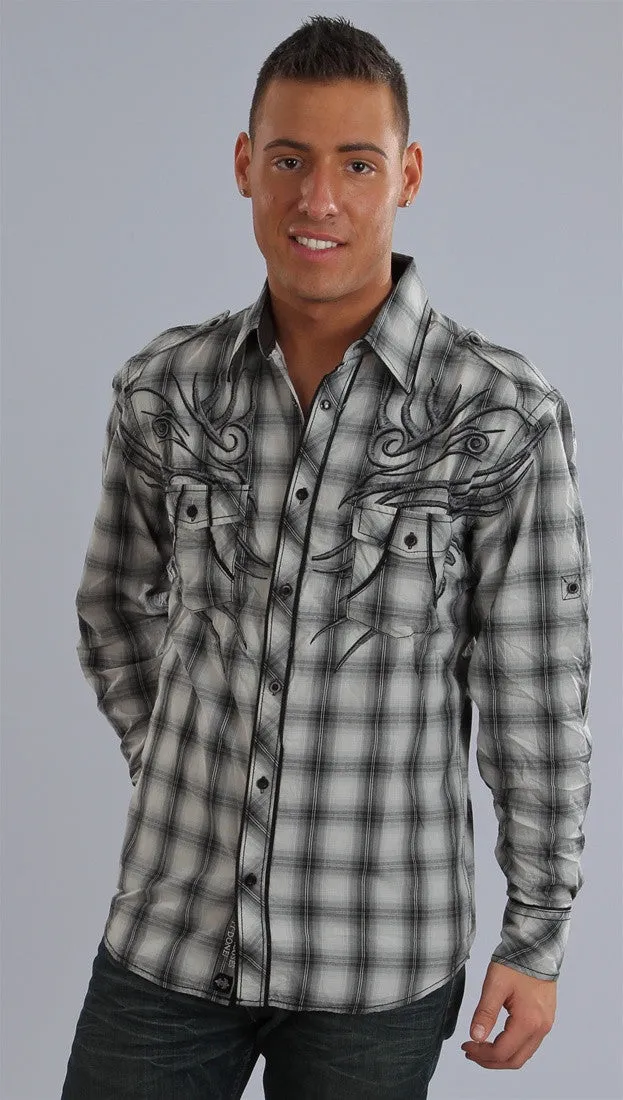 Roar Origin Plaid Button Down Shirt in Gray