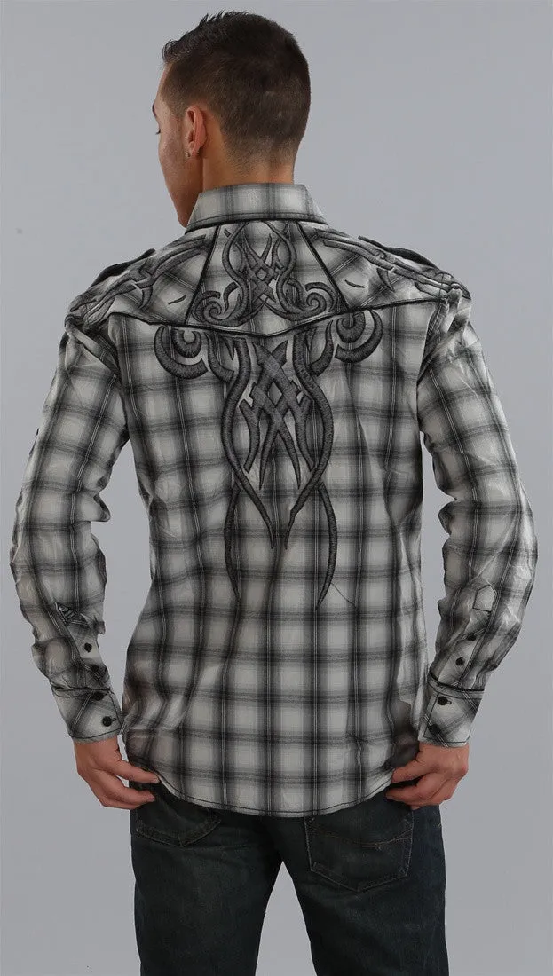 Roar Origin Plaid Button Down Shirt in Gray