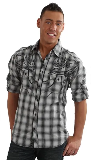 Roar Origin Plaid Button Down Shirt in Gray