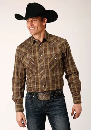 Roper Men's Multi Brown Plaid Western Snap Shirt