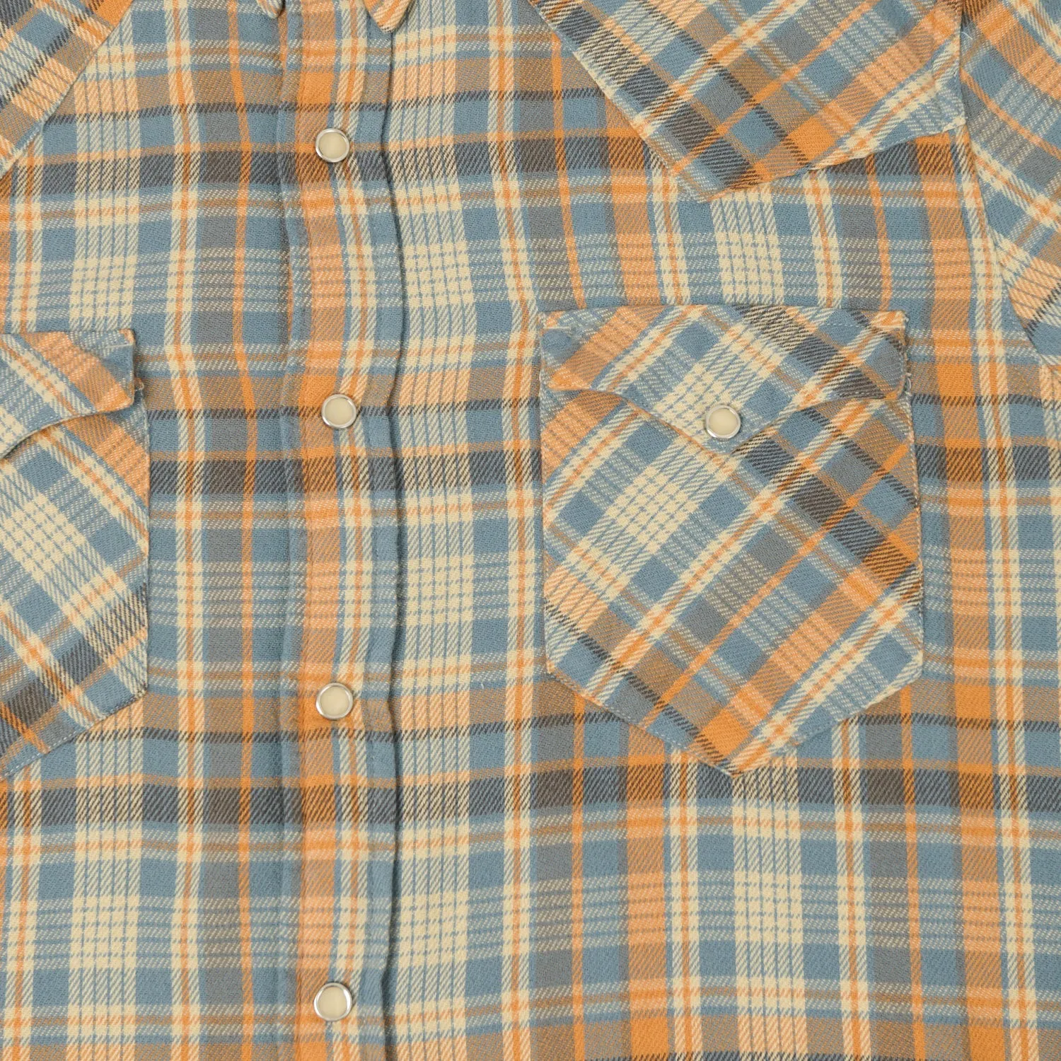 RRL Slim Fit Plaid Twill Western Shirt - Blue/Orange