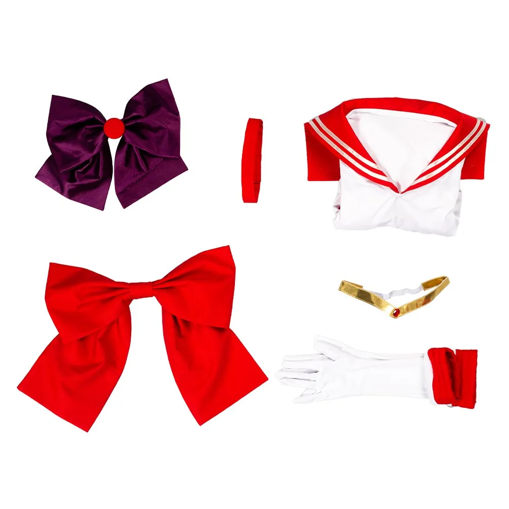 Sailor Moon Hino Rei Sailor Mars Red Uniform Dress Outfits Halloween Cosplay Costume