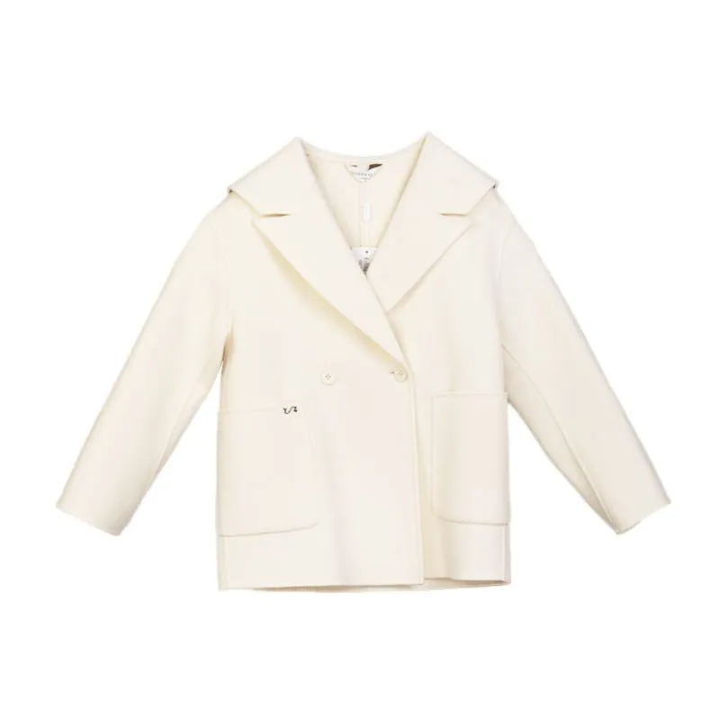 Short Beige Woolen Overcoats Coat