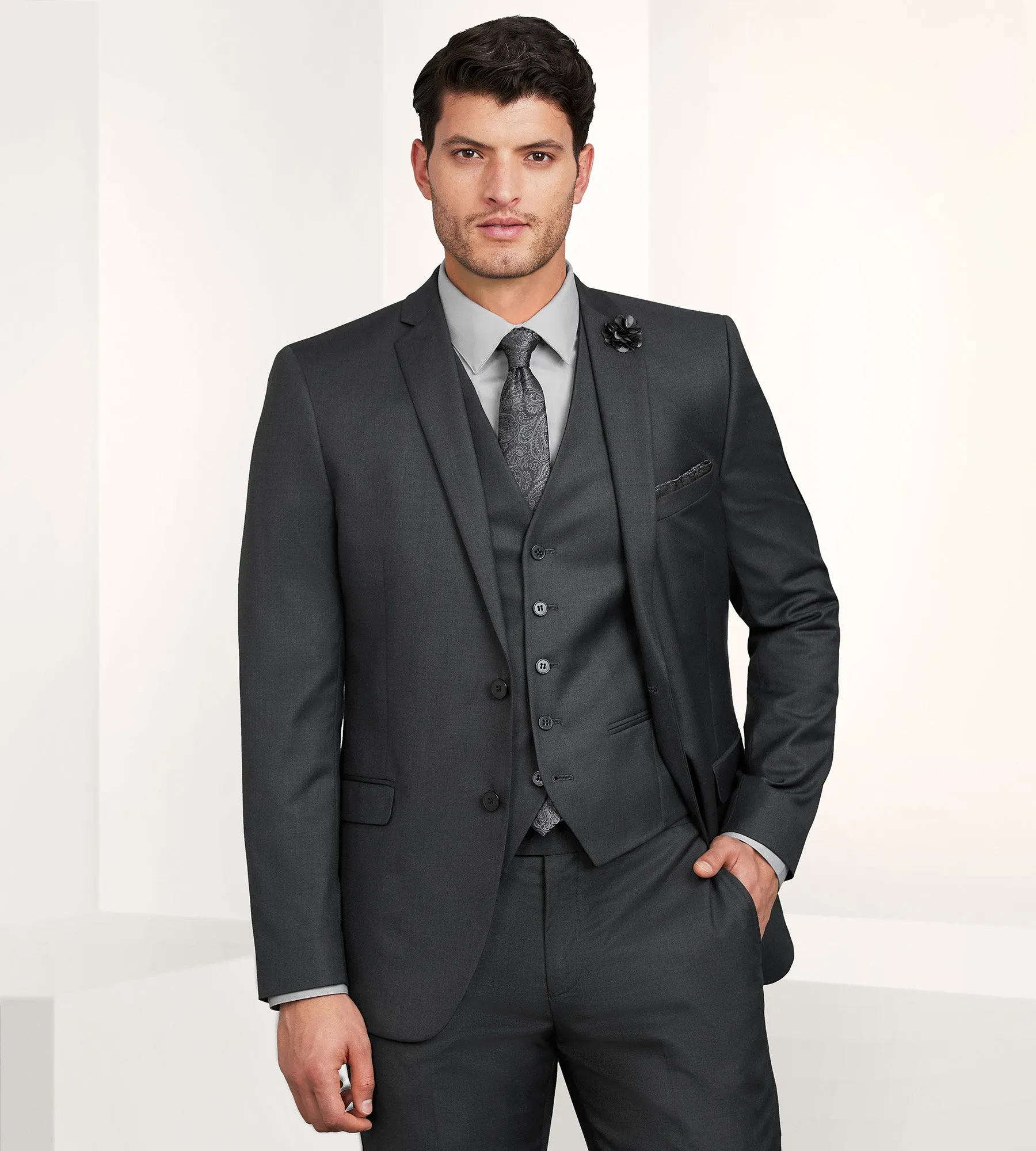 Slim Fit Stretch Suit Separate Vest