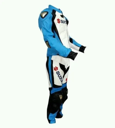 SUZUKI BLUE MOTORCYCLE LEATHER RACING SUIT CE RATED