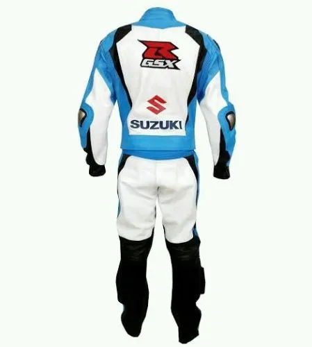 SUZUKI BLUE MOTORCYCLE LEATHER RACING SUIT CE RATED