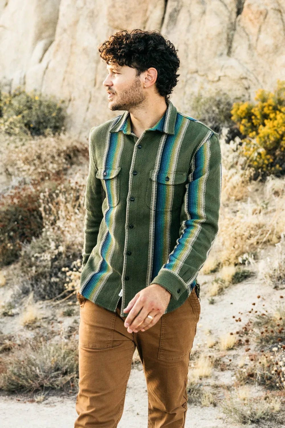 The Brace Loose Weave Stripe - Baja Green