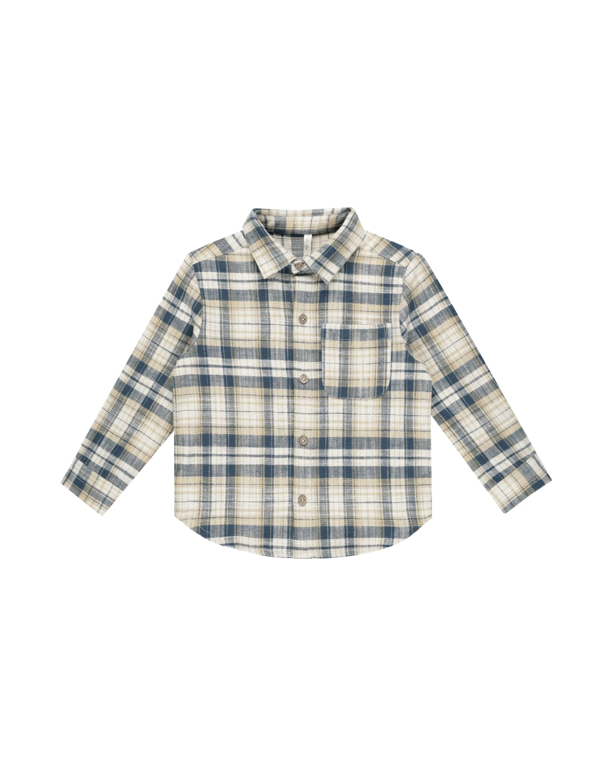 The Collared Long Sleeve Shirt by Rylee   Cru - Indigo Plaid - KIDS