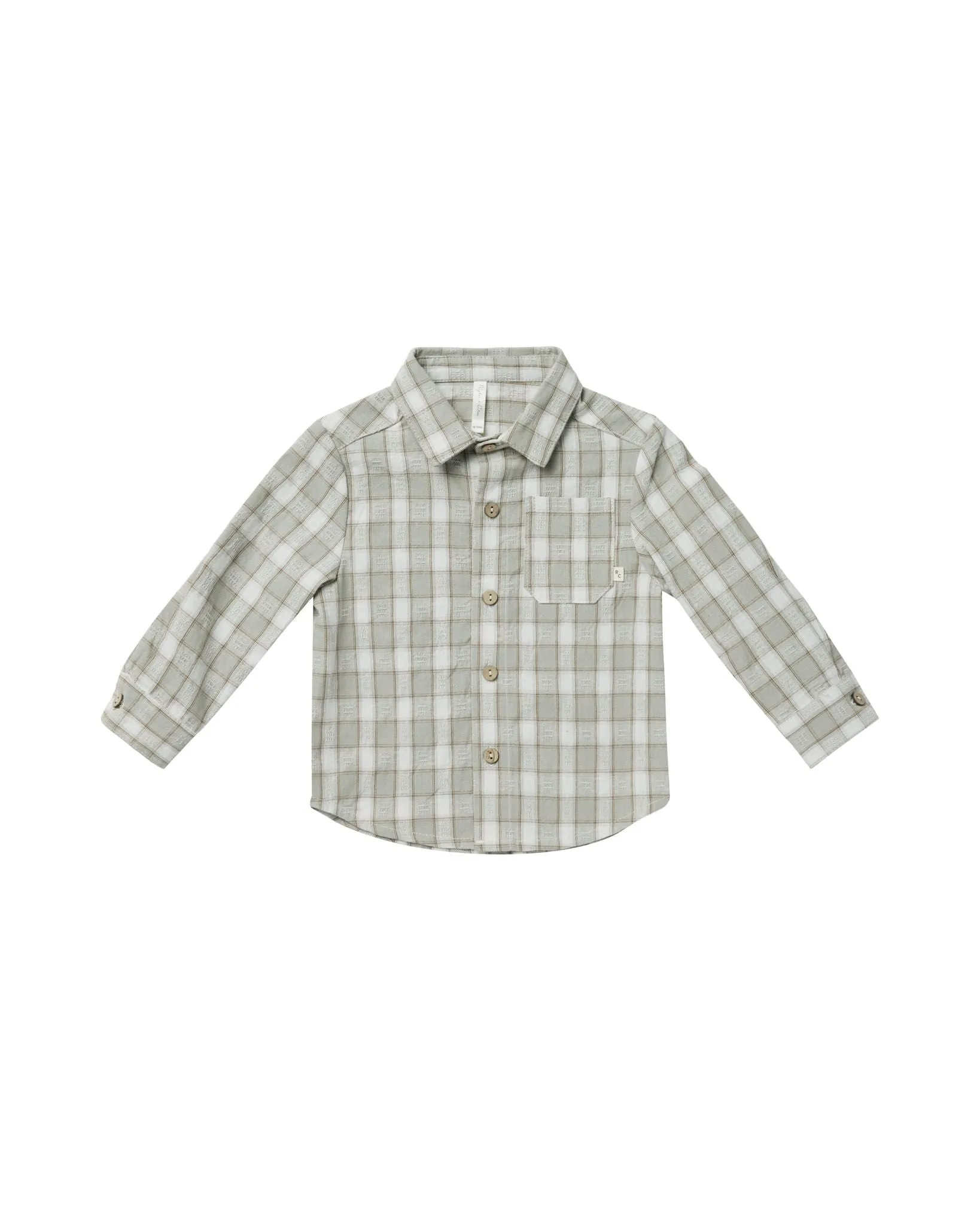 The Collared Long Sleeve Shirt by Rylee   Cru - Pewter Plaid - BABY