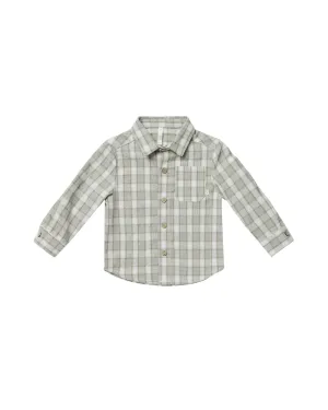 The Collared Long Sleeve Shirt by Rylee   Cru - Pewter Plaid - BABY