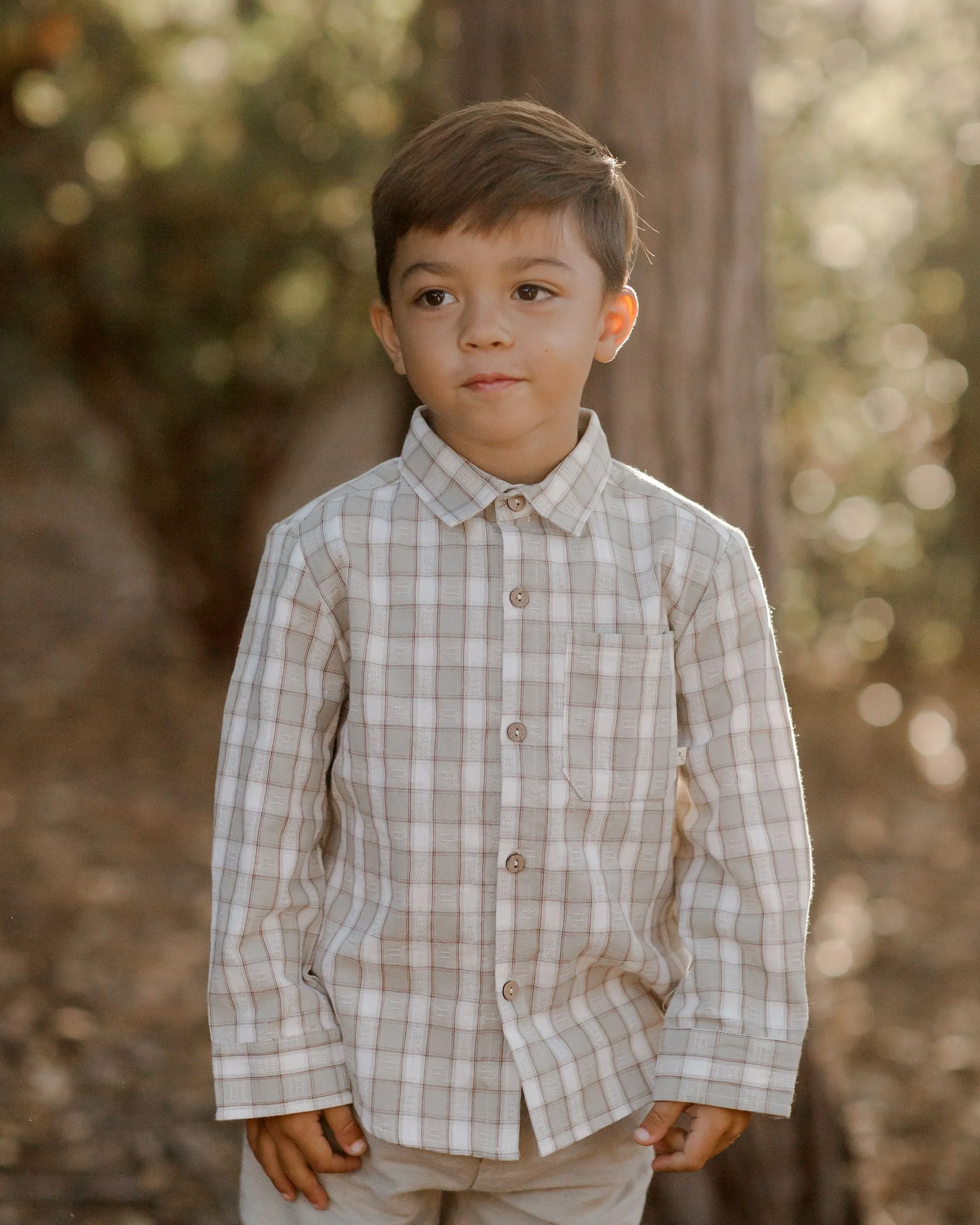 The Collared Long Sleeve Shirt by Rylee   Cru - Pewter Plaid - KIDS