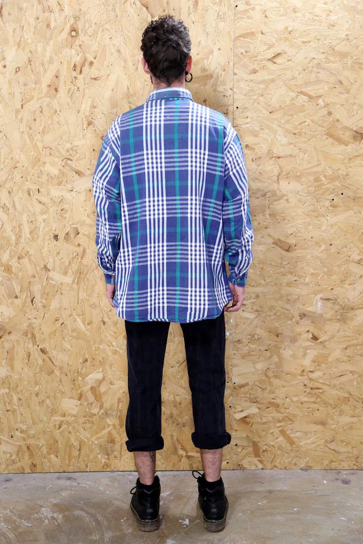 Thick Cotton Blue and Green Plaid Shirt.