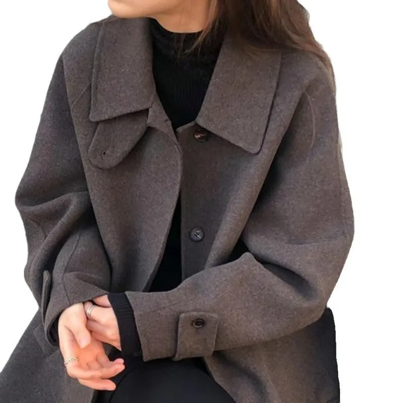 Uniwim masc outfits Black Woolen Coat for Women 2024 Autumn and Winter Woolen Coat Korean Style Small High-Grade Women's Coat