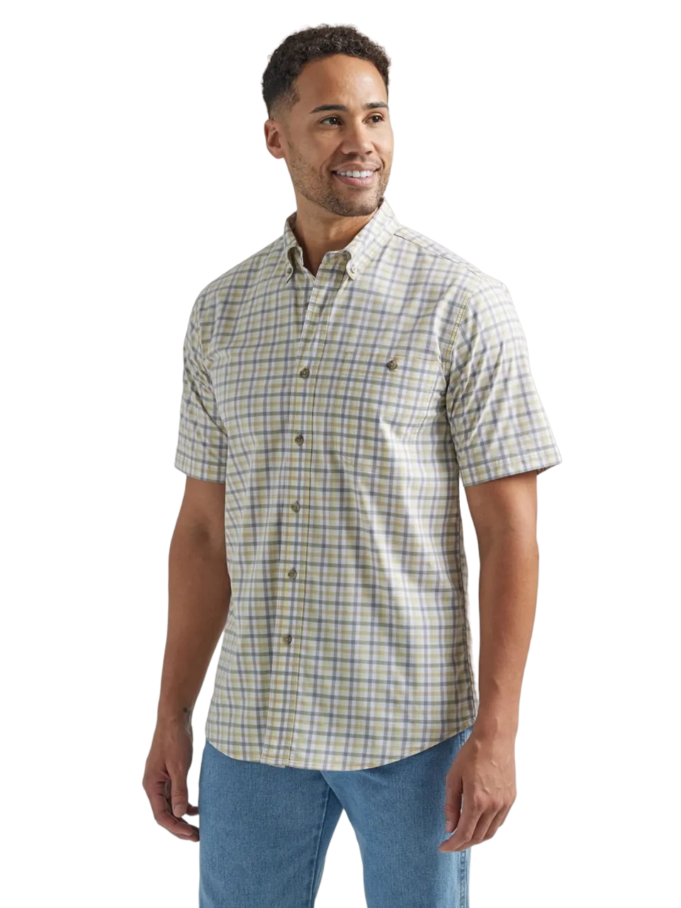 Wrangler Mens Rugged Wear Wrinkle Resist Plaid Shirt - Big