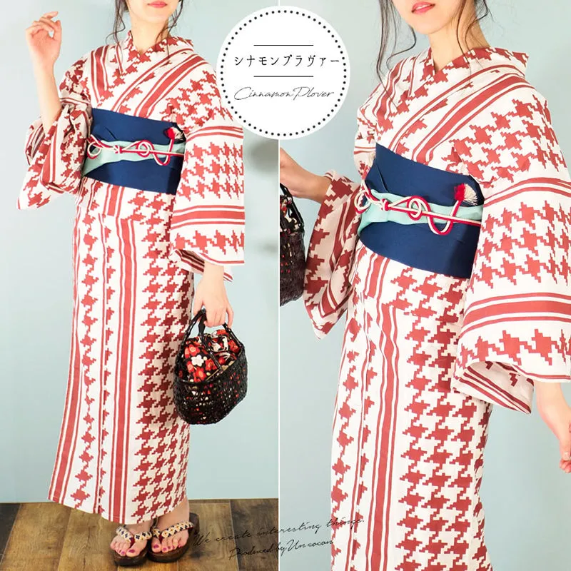 Yukata for Women Houndstooth Stripe